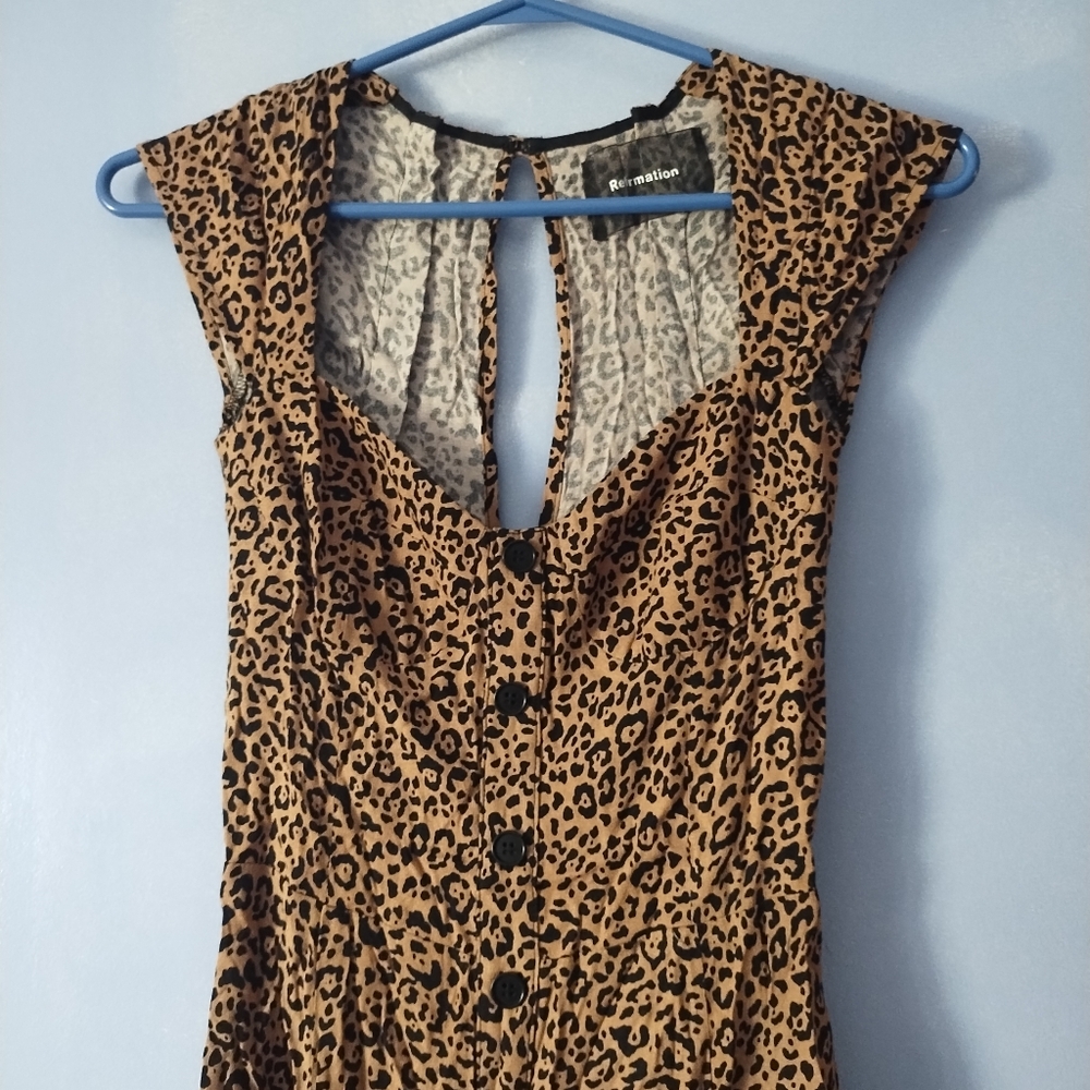 Reformation Leopard Print Crepe Dress 0 - Picture 3 of 6